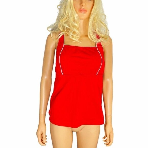 Lands' End Other - Lands End Womens Square Neck Tankini Swim Top 8L long Red